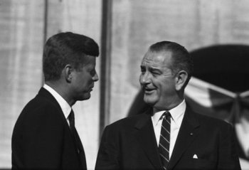 President John F. Kennedy with Vice President Lyndon B. Johnson in the early 1960s.