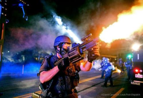 These are the weapons police in Ferguson, Missouri (many from St. Louis and surrounding suburbs) on people daring to protest against the police assassination of unarmed teenager Michael Brown.